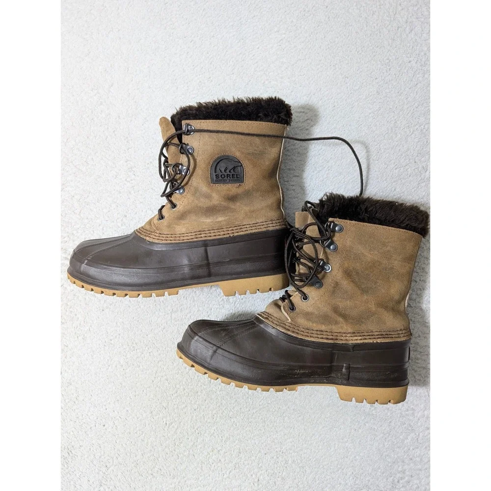 Sorel Crusader Boots Womens 10 Coffee Brown Vintage Waterproof Winter Snow W Box